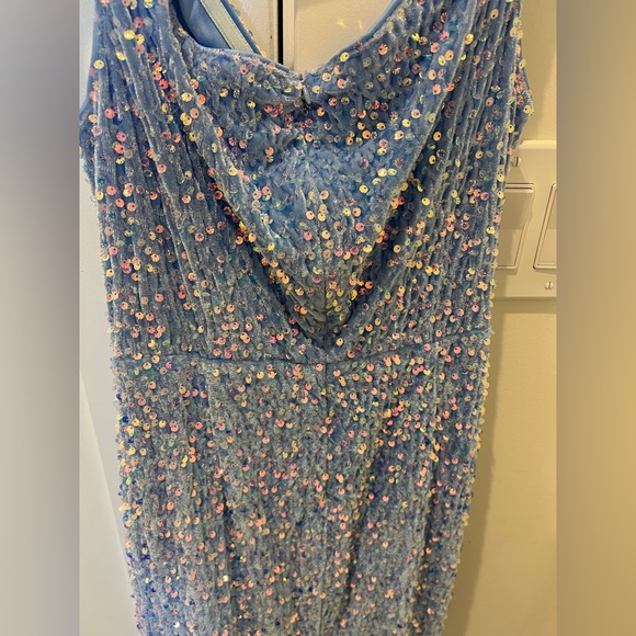 FAERIESTY Blue Sequin Prom Dress - Picture 6 of 16